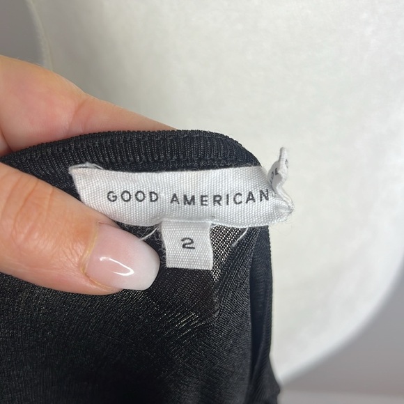 Good American Shimmer Wrap V Neck Top Size 2 Long Sleeve Waist Tie Detail Shirt - Picture 10 of 14